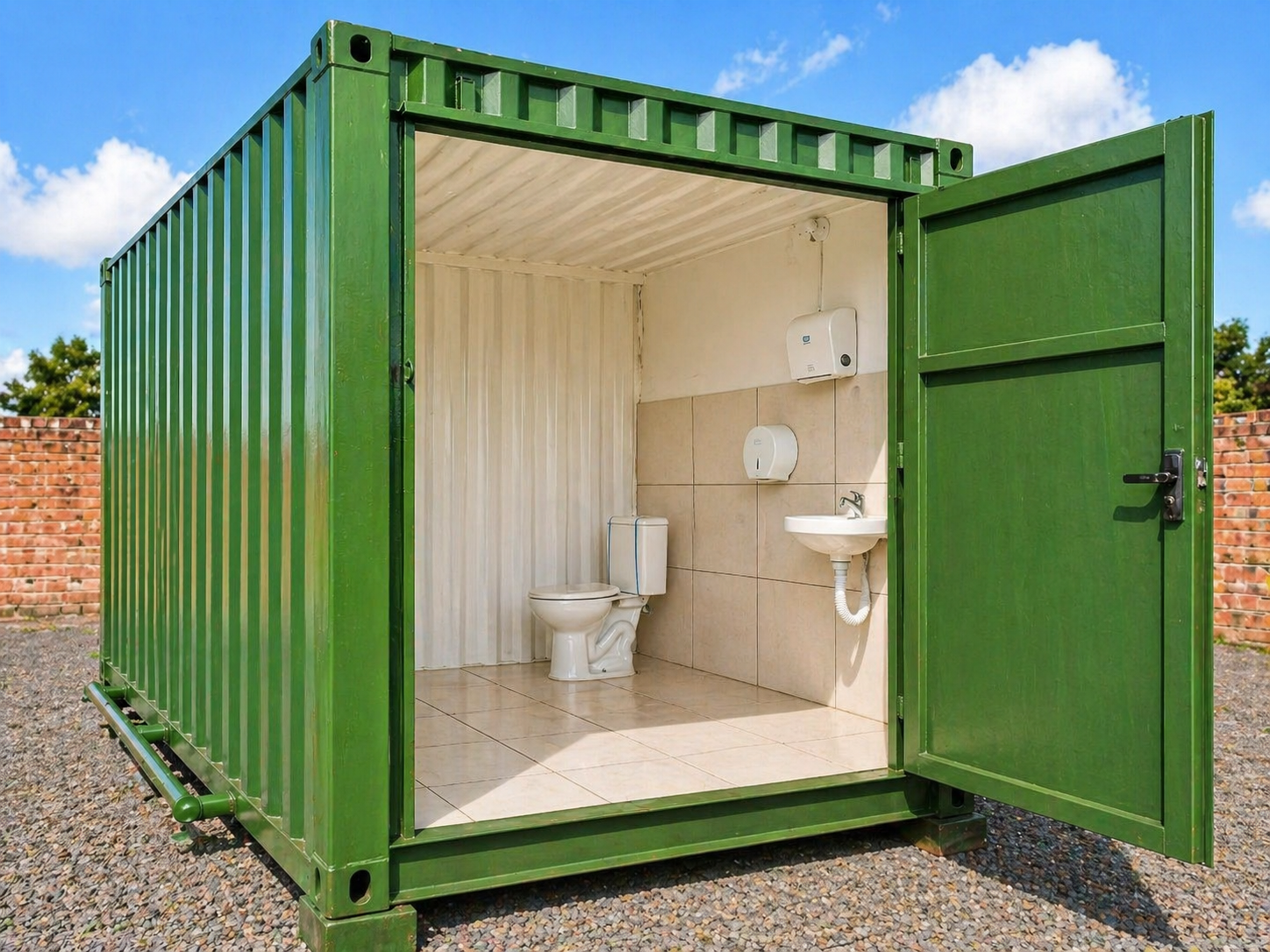 Contêiner Banheiro com chuveiros e vestiário completo